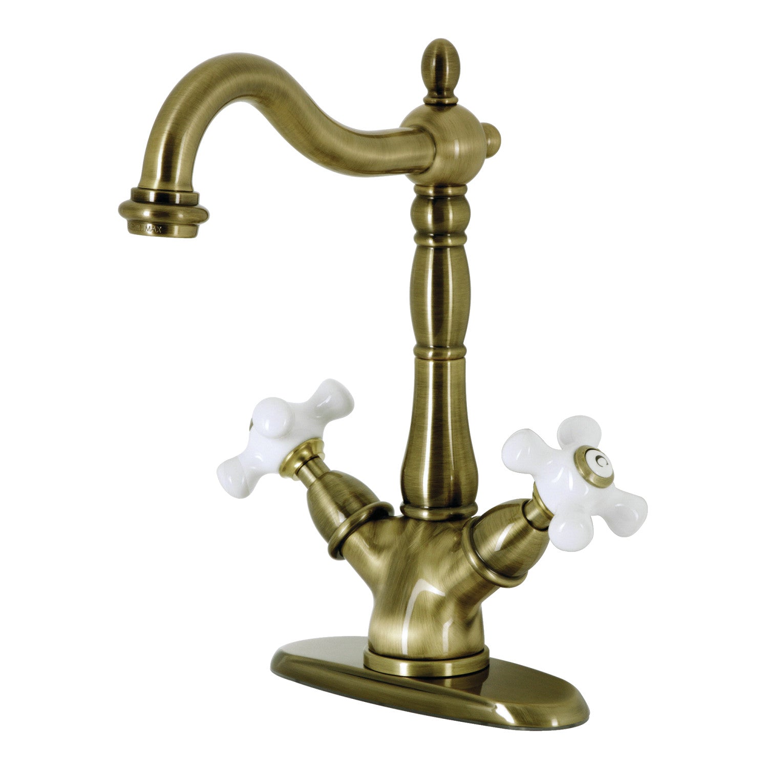 Kingston Heirloom KS1493PX - Heritage Two-Handle 1-or-3 Hole Deck Mount Vessel Faucet, Antique Brass — image 1